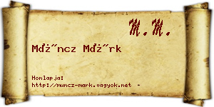Müncz Márk névjegykártya